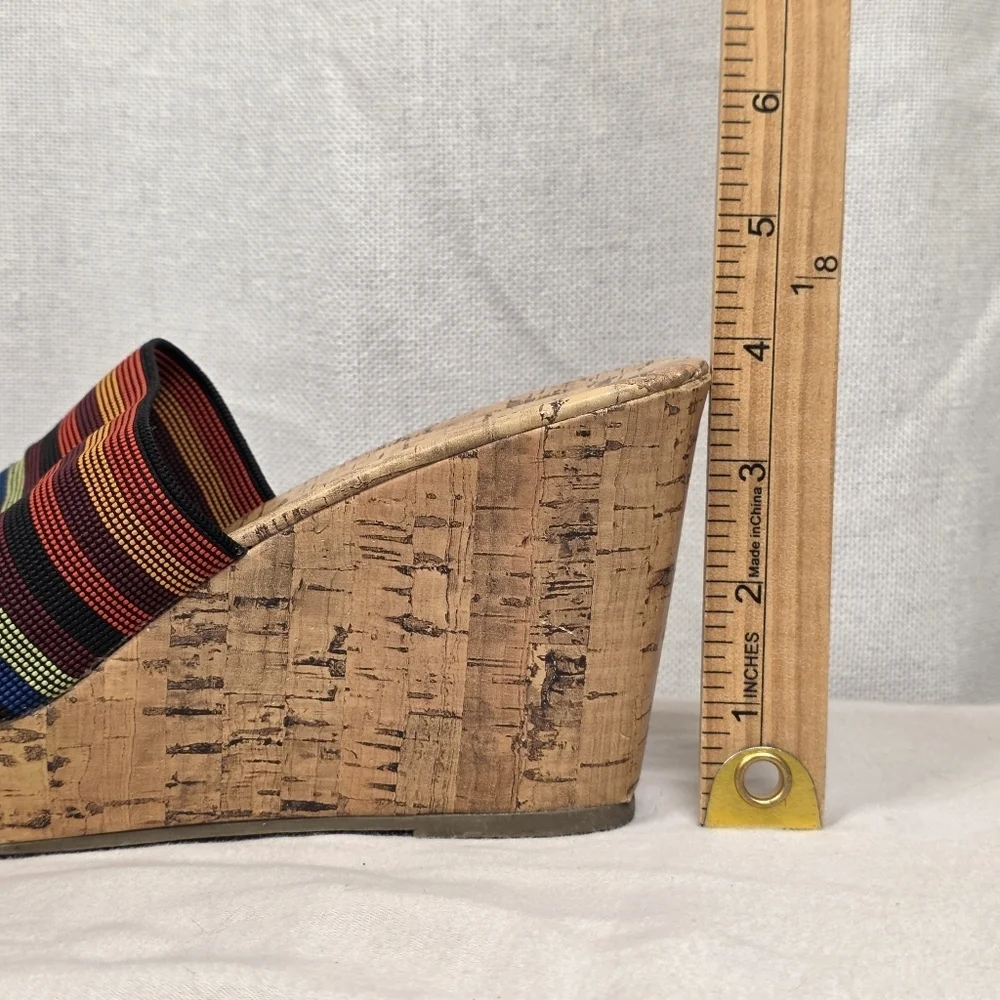 Montego Bay Club Multicolor Cork Wedge Slides Size 8.5